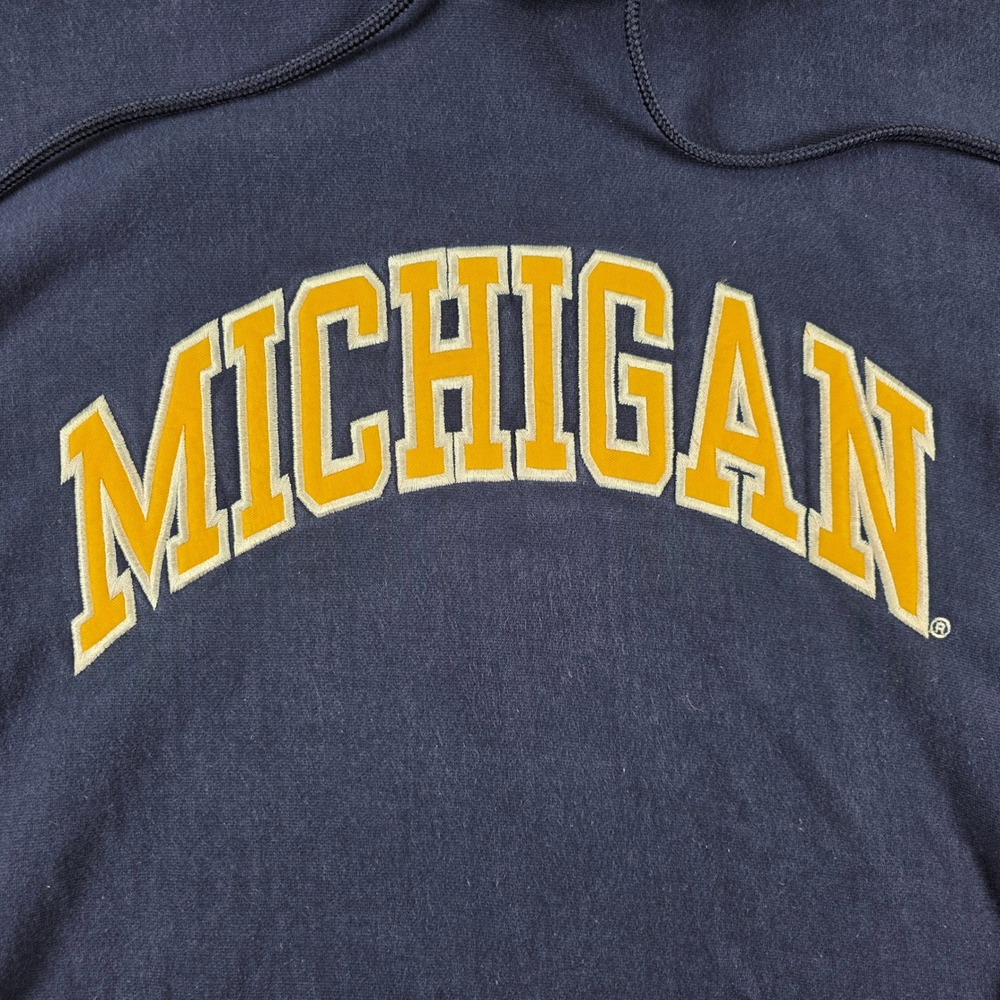 Vintage Steve and Barrys Men XL Michigan Wolverines Hoodie Navy Blue Heavyweight - Picture 3 of 8